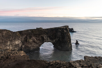 Dyrh&oacute;laey viewpoint in Iceland at sunset