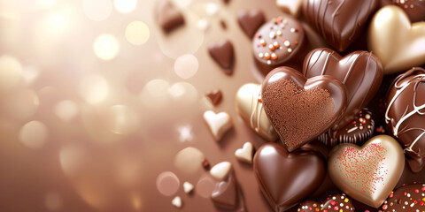 Fototapeta premium Cute Valentine chocolate background, isolated. Generative AI