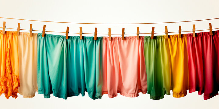 An isolated object with a transparent background for easy use in design projects. Represents the concept of drying clothes on a line. Suitable for use in branding, advertising