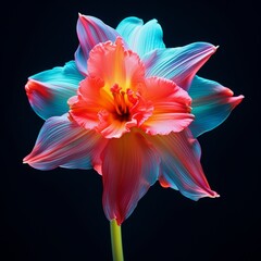 Daffodil Flower neon Color AI Generated pictures