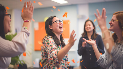 Wide-Angle Lens Captures Laughter and Fun During Office Game on Employee Appreciation Day