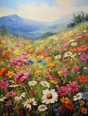 Obraz na płótnie Canvas Bohemian Meadow Paintings: Field Painting, Capturing Nature�s Nomadic Nuances