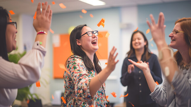 Wide-Angle Lens Captures Laughter and Fun During Office Game on Employee Appreciation Day