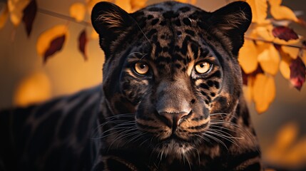 Majestic front view of a wild panther, captivating wildlife photography showcasing nature s power. - obrazy, fototapety, plakaty