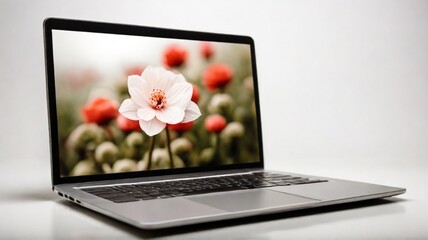 flower on laptop screen