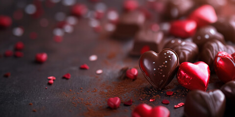 Cute Valentine chocolate background, isolated. Generative AI