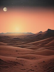Fototapeta na wymiar Bohemian Sahara Twilight: Vintage Landscape of Dreamy Dunes