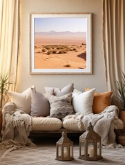 Boho Desert Sunset Imager: Earthy Rustic Cottage Art Print with a Palette