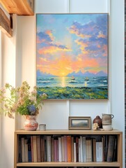Brush-Stroke Seaview Sunset Wall Art - Sun-Kissed Cottage Stories by the Beach