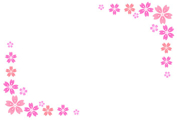 桜のフレーム　素材　和風　見出し　飾り枠　コーナー　シンプル　イメージ　入学　卒業　ひなまつり　ひな祭り　年賀　正月　白バック　透過　