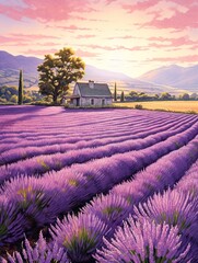 Classic Provence Lavender Art: Timeless Beauty of Provence's Lavender Landscape