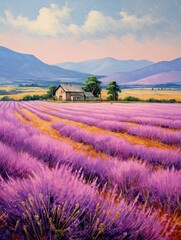 Classic Provence Lavender Art: A Vintage Painting Capturing the Enchanting Field Aroma