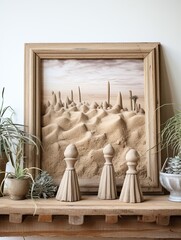 Coastal Sand Sculptures: Vintage Farmhouse Ocean Art Print