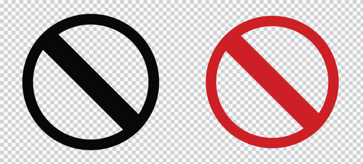 forbidden sign not allowed in red and black . ban icon symbol . stop entry sign . slash icon . prohibited mark - obrazy, fototapety, plakaty