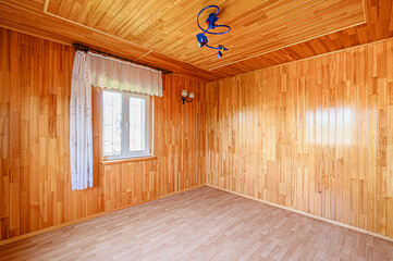 standard room interior apartment. view kind of decor home decoration in hostel house for sale. empty wooden room renovated