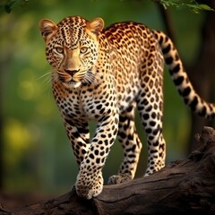 Nice african leopard standing image Generative AI
