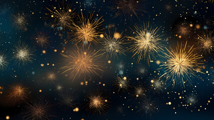 Fototapeta premium Happy New Year, burning fireworks with bokeh light background
