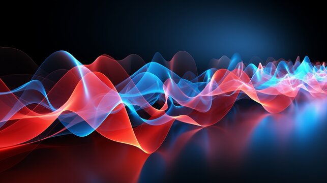Vibrant particle wave abstract background with sound and music visualization