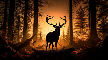 silhouette of a deer high definition photographic creative image