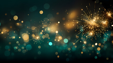 Fototapeta premium Happy New Year, burning fireworks with bokeh light background