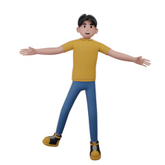 3D character cute young man Illustration