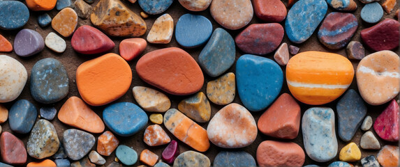Spectrum of colorful rock or pebbles pattern to surface - obrazy, fototapety, plakaty