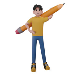 3D character cute young man Illustration