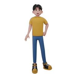 3D character cute young man Illustration
