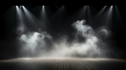 Stage white smoke spotlight background.