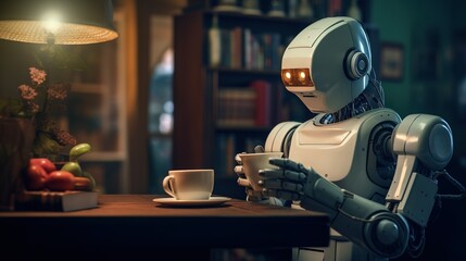 A robot engaged in creative activities