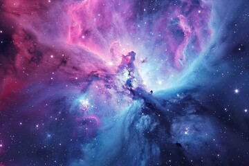 Obraz na płótnie Canvas Nebula stardust wallpaper, blue, purple and magenta galaxy. Generative AI
