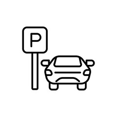 Car parking outline icons, minimalist vector illustration ,simple transparent graphic element .Isolated on white background
