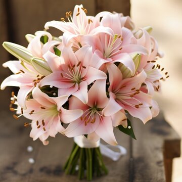 Nice lily flowers bouquet images Generative AI
