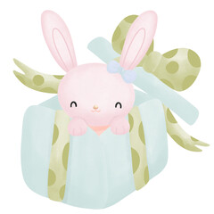 Bunny in gift box, gift for Easter day
