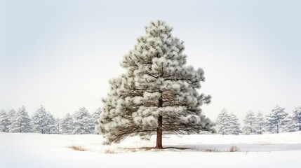 Fototapeta na wymiar Silent Sentinels: Pine Trees Guarding the Snowy Expanse, generative ai