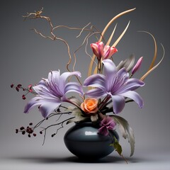 Nice ikebana flowers style images Generative AI