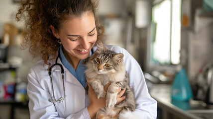Cute cat check up by veterinary - Powered by Adobe