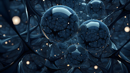 Abstract lines and spheres web structure. Detailed - obrazy, fototapety, plakaty