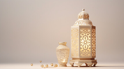 White lantern with candle lamp