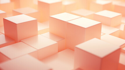 Cubes, abstract background of soft peach color. Trendy color 2024 Peach Fuzz