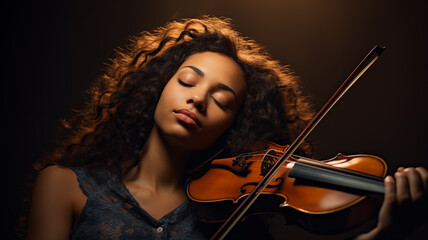  Close-up photo of woman playing violin 