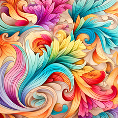 Line art pattern colorful devious illustration design wallpaper.; - obrazy, fototapety, plakaty