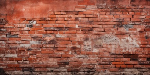 Grunge background with red brick wall texture.