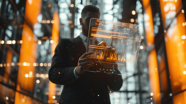 Futuristic Data Analysis and Visualization Collection with Professional Touch – Modern Technology, Glowing Screens, and Transparent Interfaces
