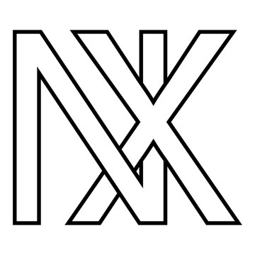 Logo sign nx, xn icon double letters logotype n x