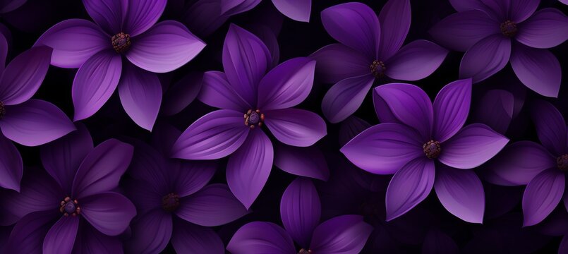 Seamless abstract purple flower petals and leaves background pattern