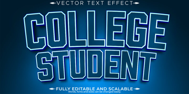 College retro text effect, editable sport and logo text style