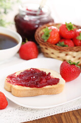 Tasty fresh breakfast in the sunny morning