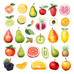 Clipart Bundle Watercolor Fruits element Object