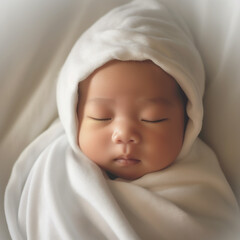Fototapeta na wymiar New born baby folding a blankets sleeping movement photography